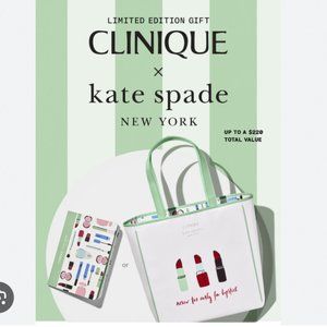 kate spade x clinique tote bag purse and makeup bag clutch nwt